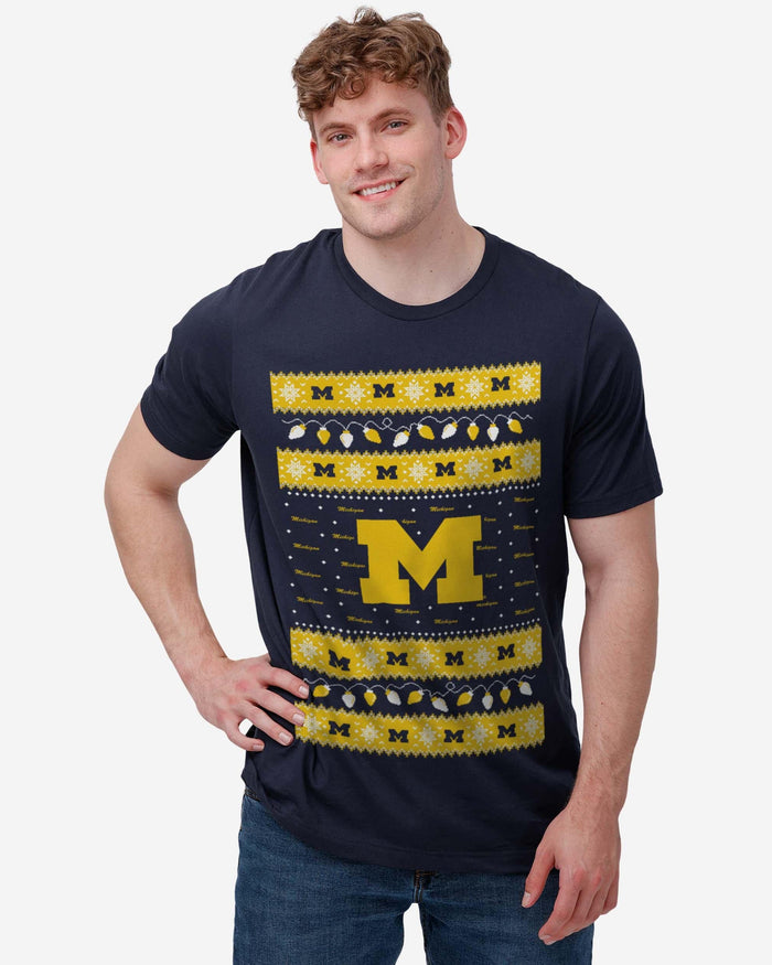 Michigan Wolverines Holiday Lights Sweater T-Shirt FOCO - FOCO.com