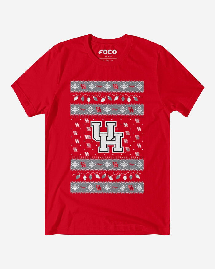 Houston Cougars Holiday Lights Sweater T-Shirt FOCO S - FOCO.com