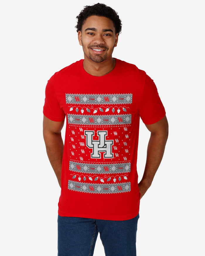 Houston Cougars Holiday Lights Sweater T-Shirt FOCO - FOCO.com