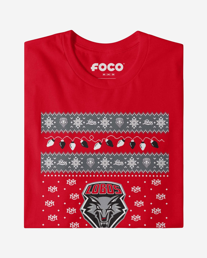 New Mexico Lobos Holiday Lights Sweater T-Shirt FOCO - FOCO.com