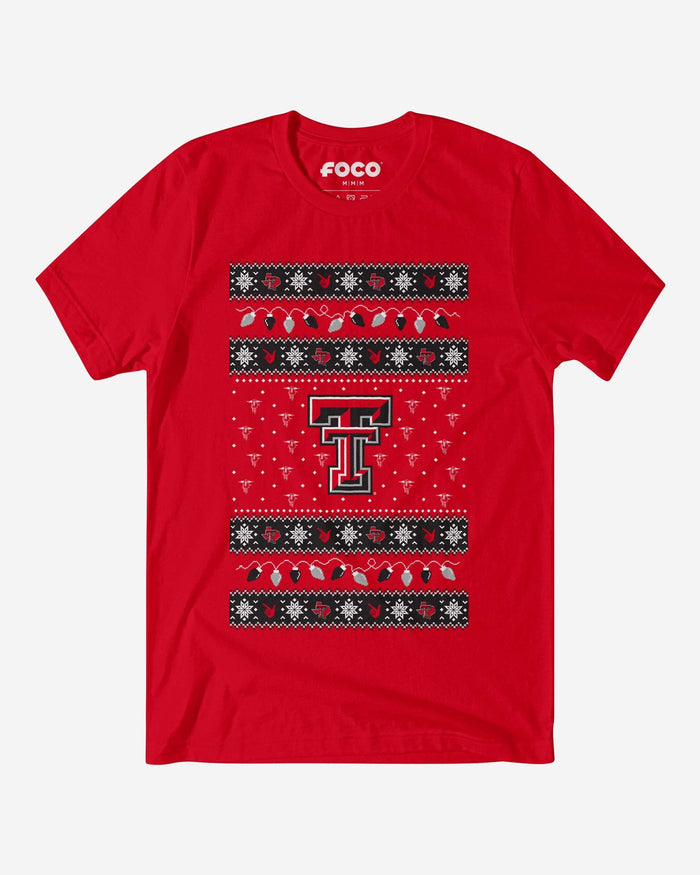 Texas Tech Red Raiders Holiday Lights Sweater T-Shirt FOCO S - FOCO.com