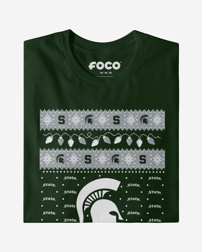 Michigan State Spartans Holiday Lights Sweater T-Shirt FOCO - FOCO.com