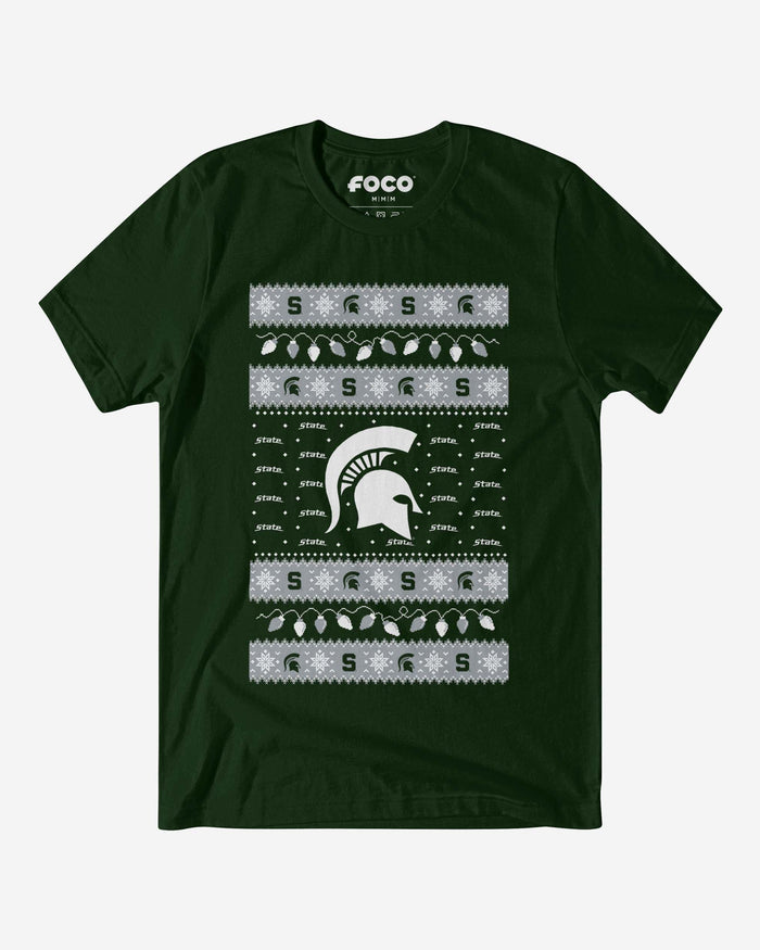 Michigan State Spartans Holiday Lights Sweater T-Shirt FOCO S - FOCO.com