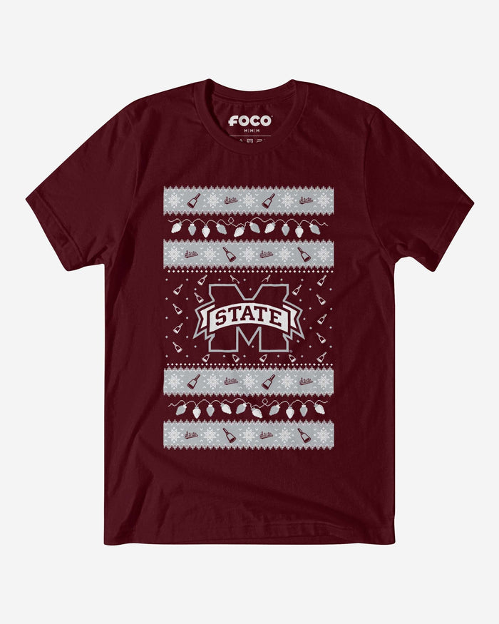 Mississippi State Bulldogs Holiday Lights Sweater T-Shirt FOCO S - FOCO.com