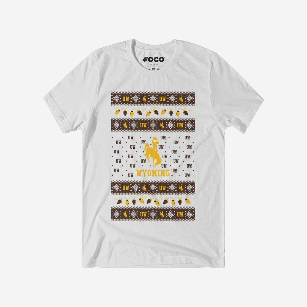 Wyoming Cowboys Holiday Lights Sweater T-Shirt FOCO S - FOCO.com