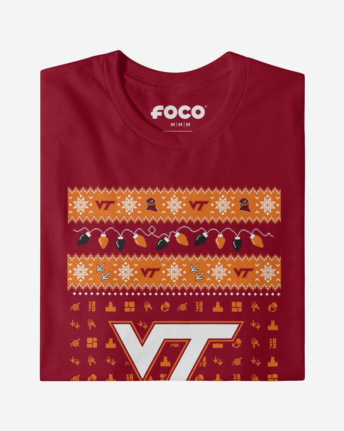 Virginia Tech Hokies Holiday Lights Sweater T-Shirt FOCO - FOCO.com