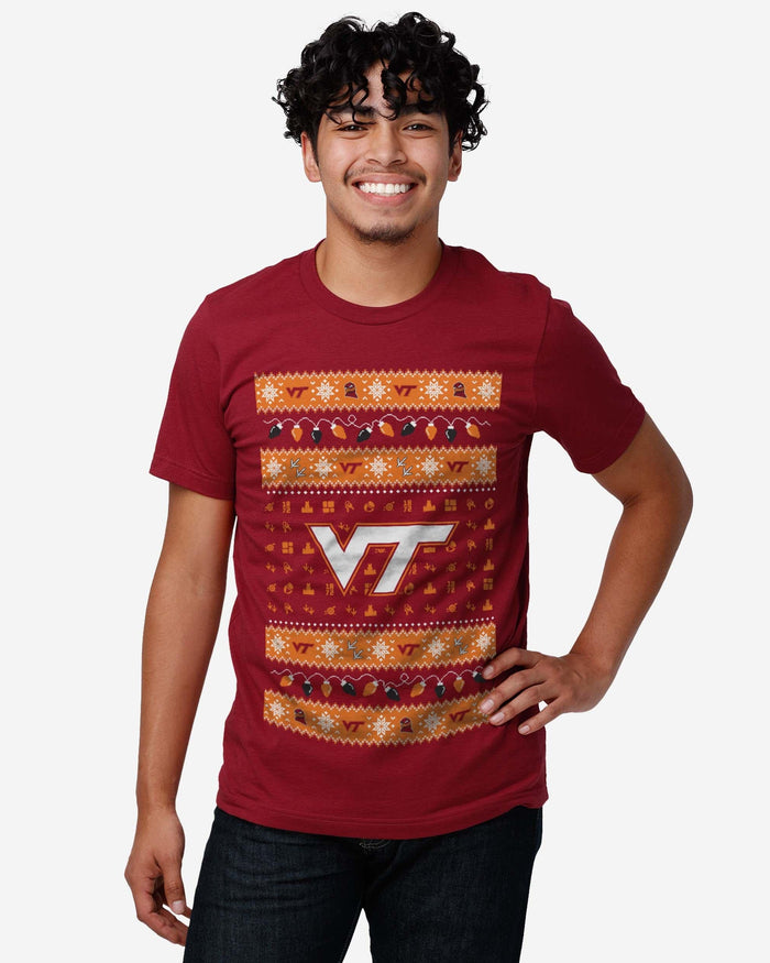 Virginia Tech Hokies Holiday Lights Sweater T-Shirt FOCO - FOCO.com