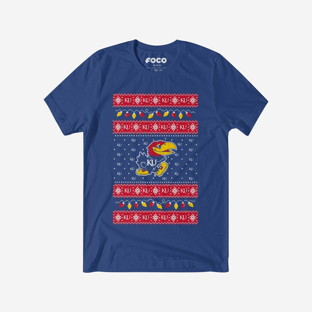 Kansas Jayhawks Holiday Lights Sweater T-Shirt FOCO S - FOCO.com