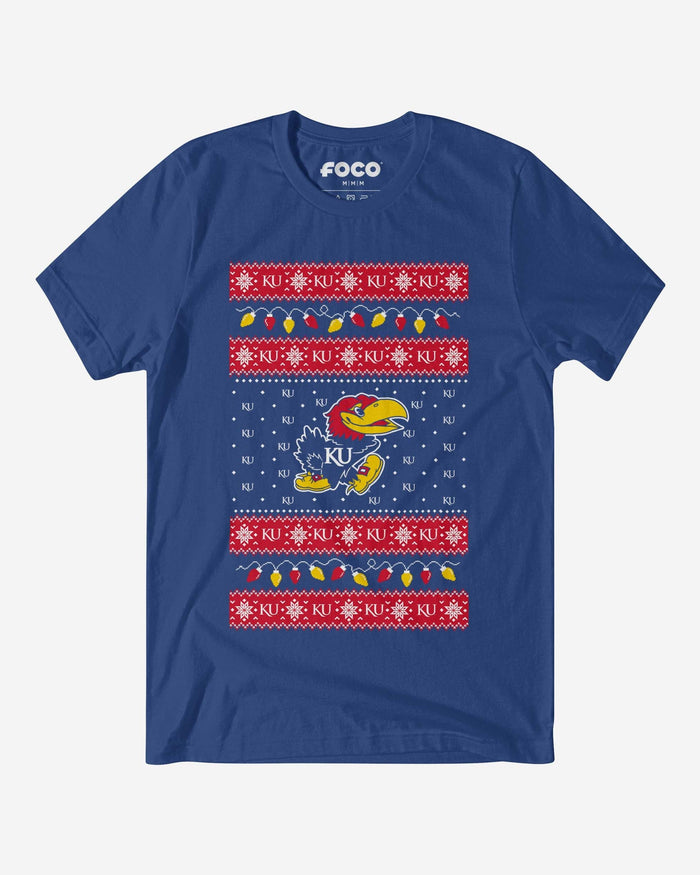 Kansas Jayhawks Holiday Lights Sweater T-Shirt FOCO S - FOCO.com