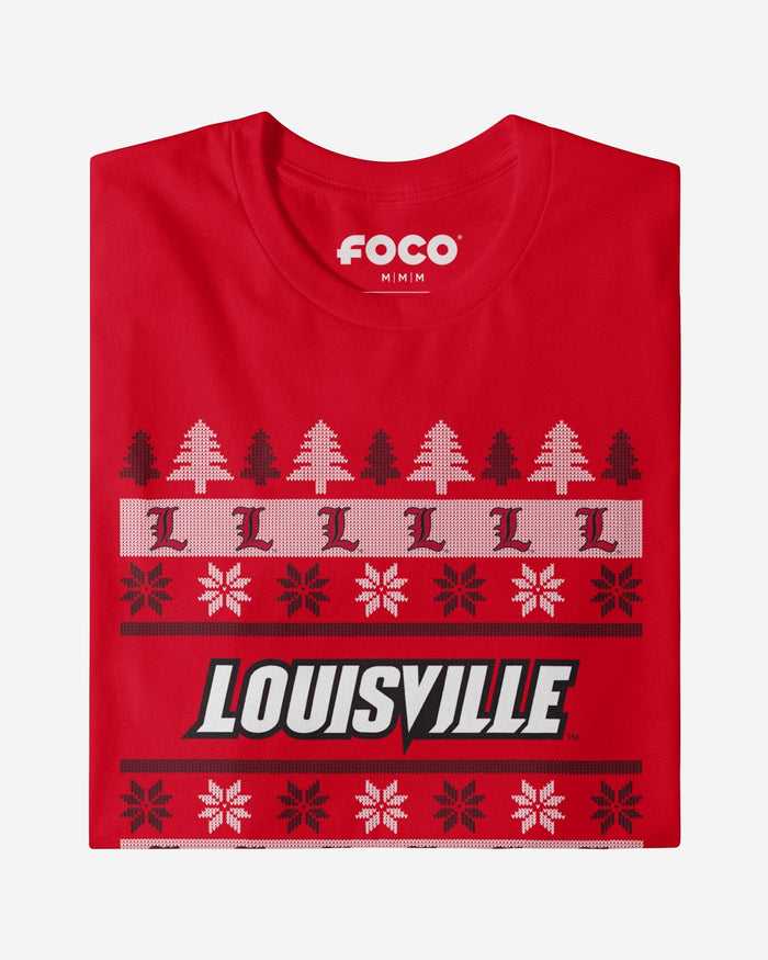 Louisville Cardinals Holiday Sweater T-Shirt FOCO - FOCO.com