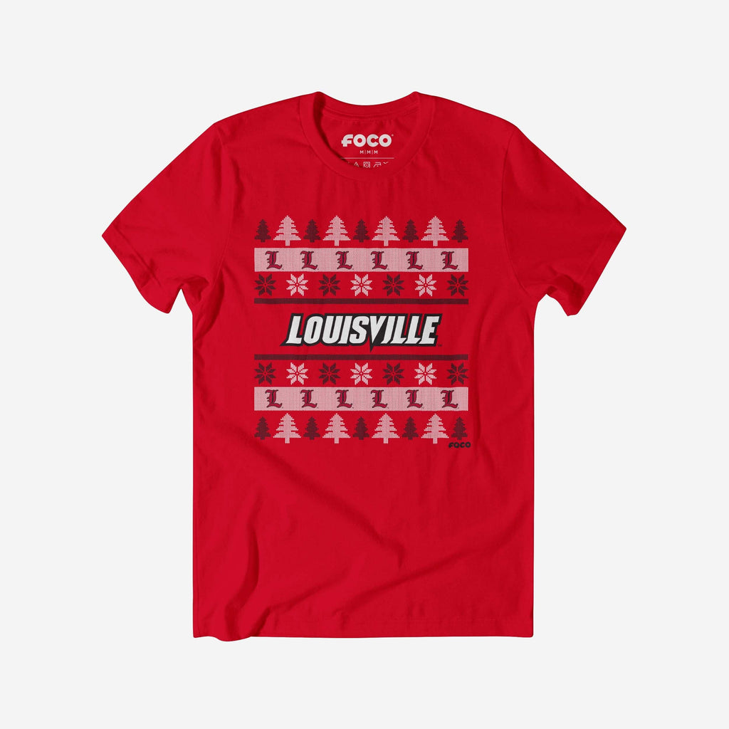 Louisville Cardinals Holiday Sweater T-Shirt FOCO S - FOCO.com