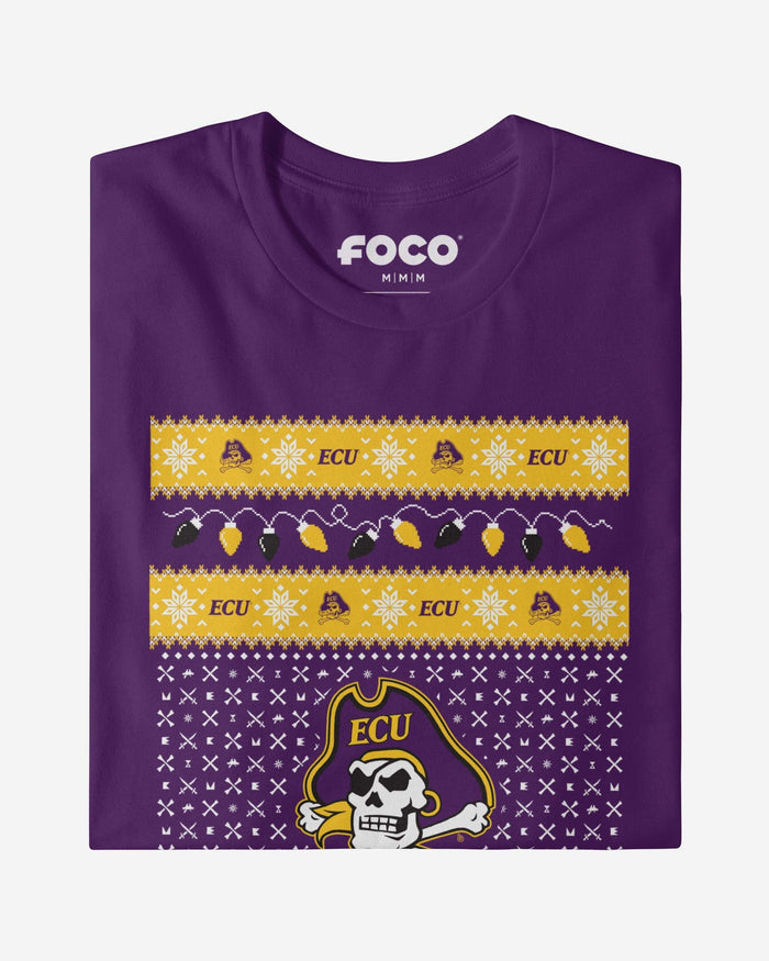 East Carolina Pirates Holiday Lights Sweater Long Sleeve T-Shirt FOCO - FOCO.com