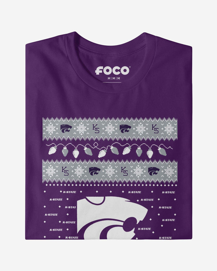 Kansas State Wildcats Holiday Lights Sweater Long Sleeve T-Shirt FOCO - FOCO.com