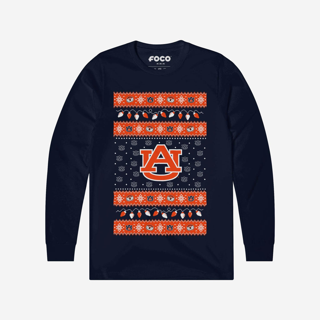 Auburn Tigers Holiday Lights Sweater Long Sleeve T-Shirt FOCO S - FOCO.com