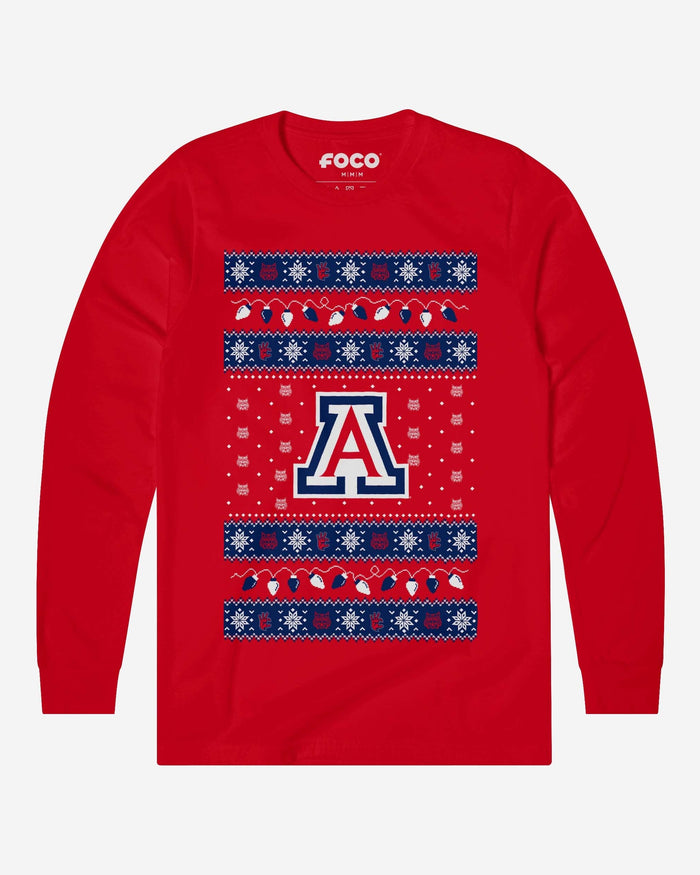 Arizona Wildcats Holiday Lights Sweater Long Sleeve T-Shirt FOCO S - FOCO.com