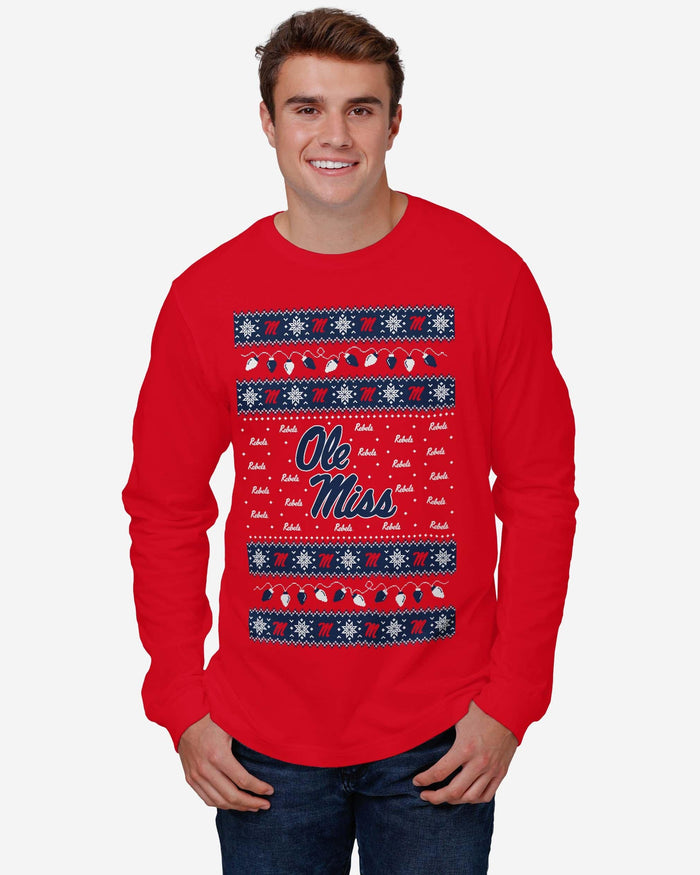 Ole Miss Rebels Holiday Lights Sweater Long Sleeve T-Shirt FOCO - FOCO.com