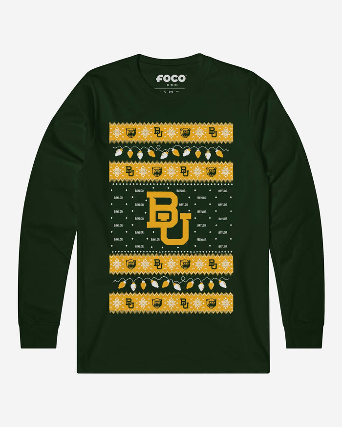 Baylor Bears Holiday Lights Sweater Long Sleeve T-Shirt FOCO S - FOCO.com