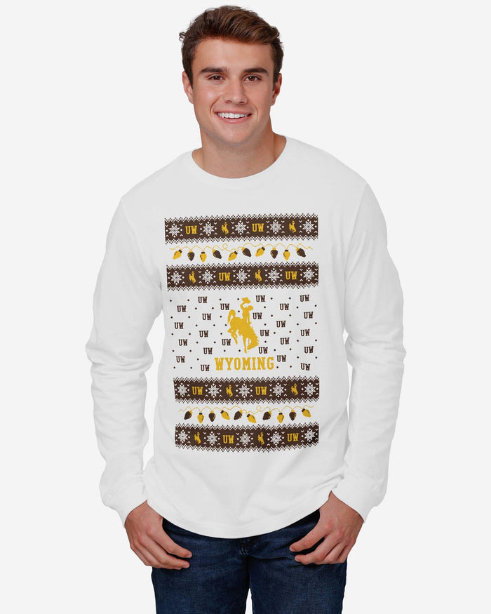 Wyoming Cowboys Holiday Lights Sweater Long Sleeve T-Shirt FOCO - FOCO.com