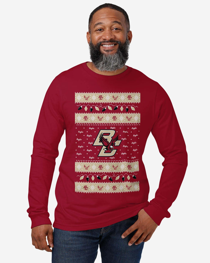 Boston College Eagles Holiday Lights Sweater Long Sleeve T-Shirt FOCO - FOCO.com