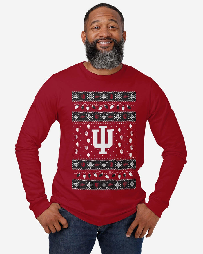 Indiana Hoosiers Holiday Lights Sweater Long Sleeve T-Shirt FOCO - FOCO.com