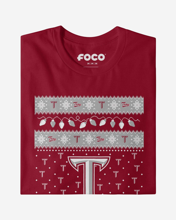 Troy Trojans Holiday Lights Sweater Long Sleeve T-Shirt FOCO - FOCO.com