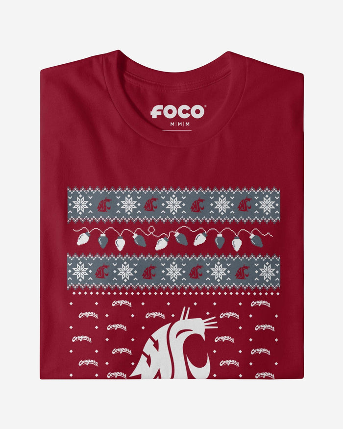 Washington State Cougars Holiday Lights Sweater Long Sleeve T-Shirt FOCO - FOCO.com