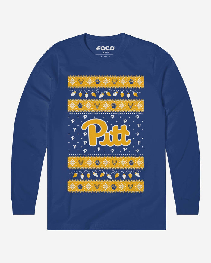 Pittsburgh Panthers Holiday Lights Sweater Long Sleeve T-Shirt FOCO S - FOCO.com