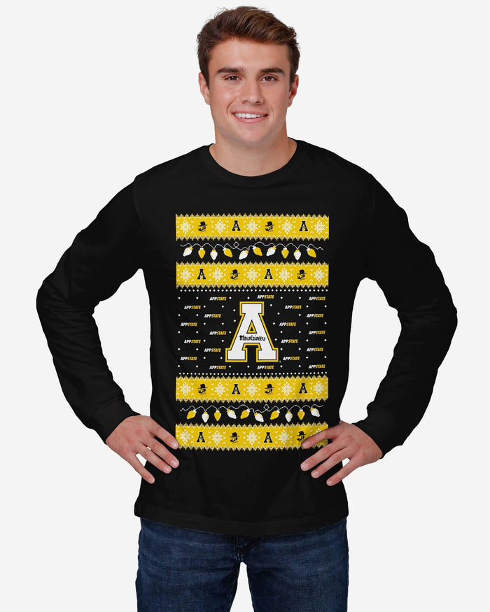 Appalachian State Mountaineers Holiday Lights Sweater Long Sleeve T-Shirt FOCO - FOCO.com