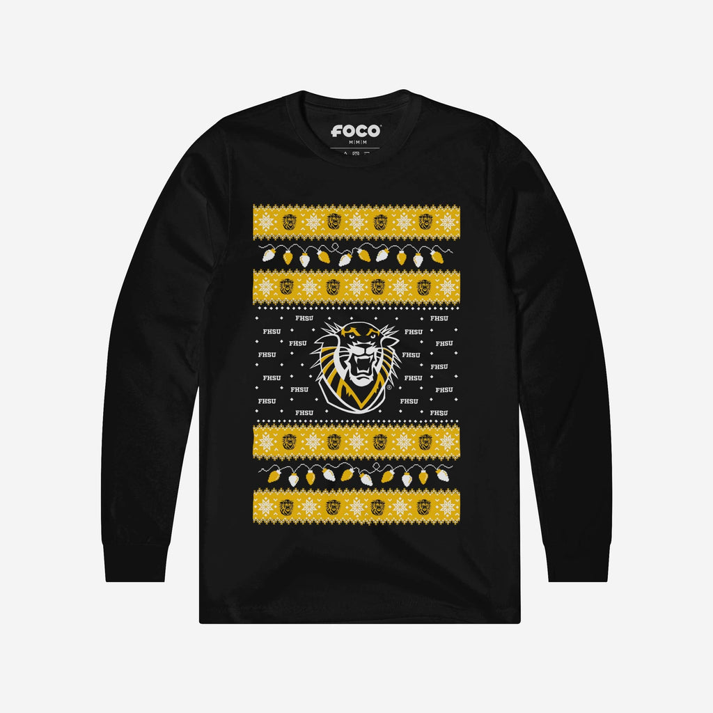 Fort Hays State Tigers Holiday Lights Sweater Long Sleeve T-Shirt FOCO S - FOCO.com