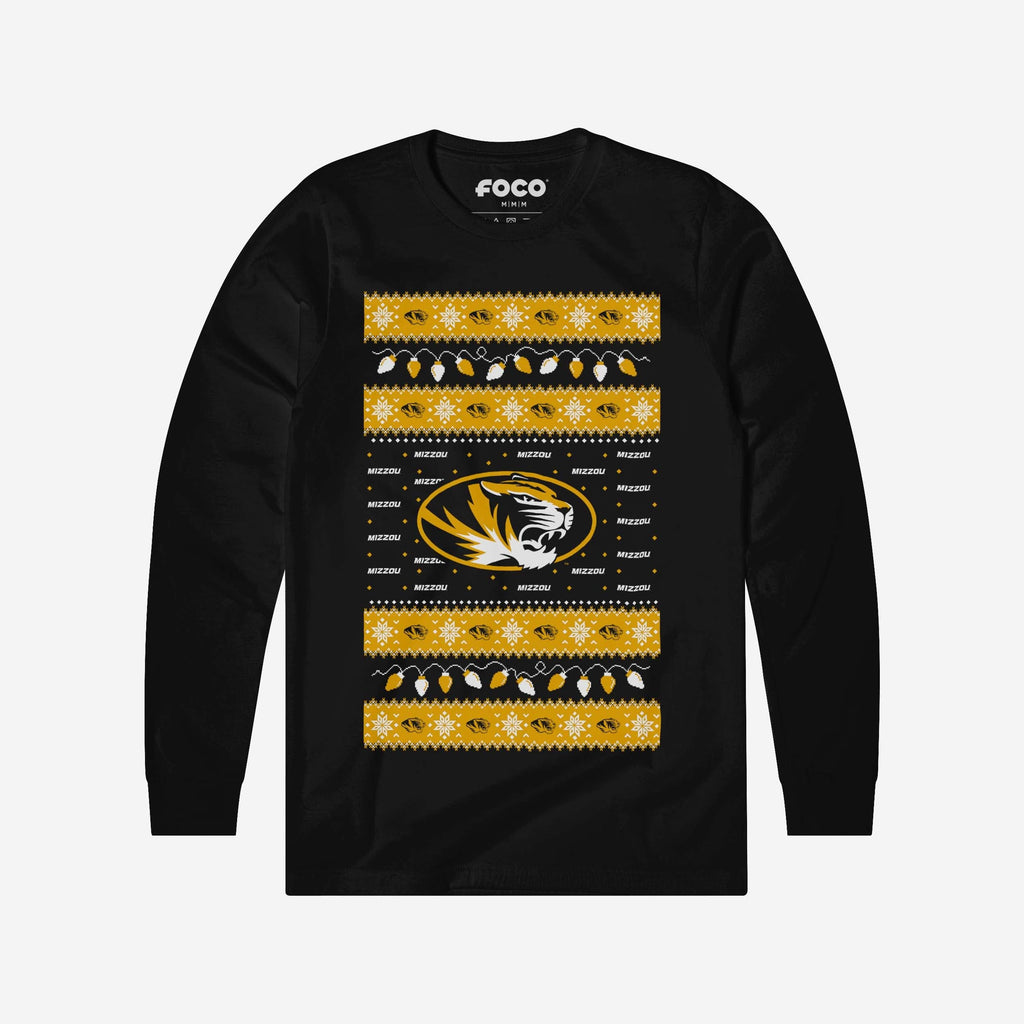 Missouri Tigers Holiday Lights Sweater Long Sleeve T-Shirt FOCO S - FOCO.com