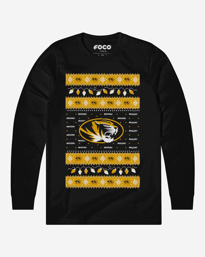 Missouri Tigers Holiday Lights Sweater Long Sleeve T-Shirt FOCO S - FOCO.com