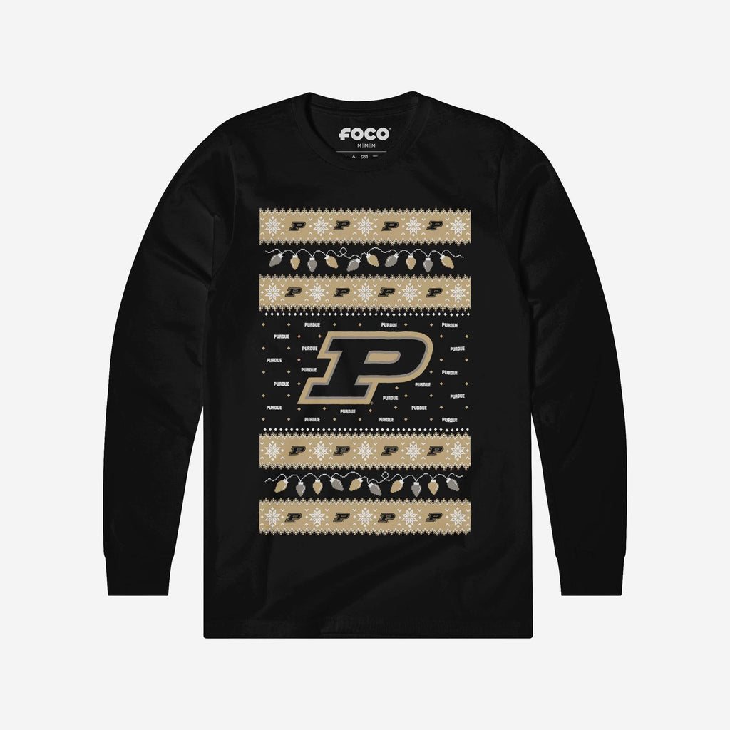 Purdue Boilermakers Holiday Lights Sweater Long Sleeve T-Shirt FOCO S - FOCO.com