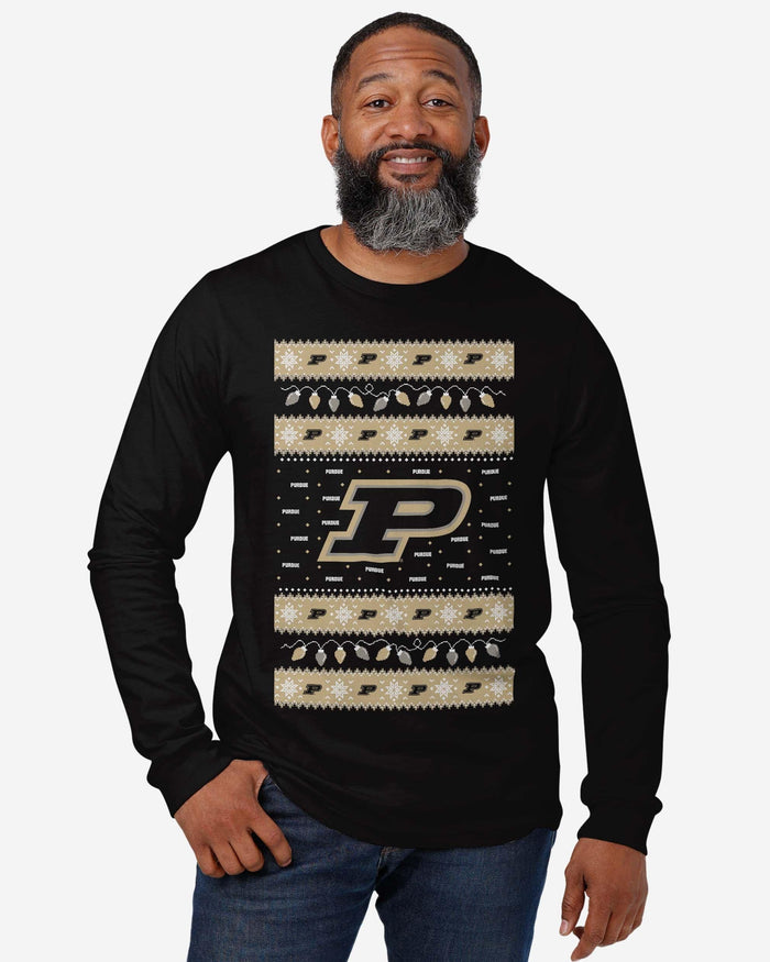 Purdue Boilermakers Holiday Lights Sweater Long Sleeve T-Shirt FOCO - FOCO.com