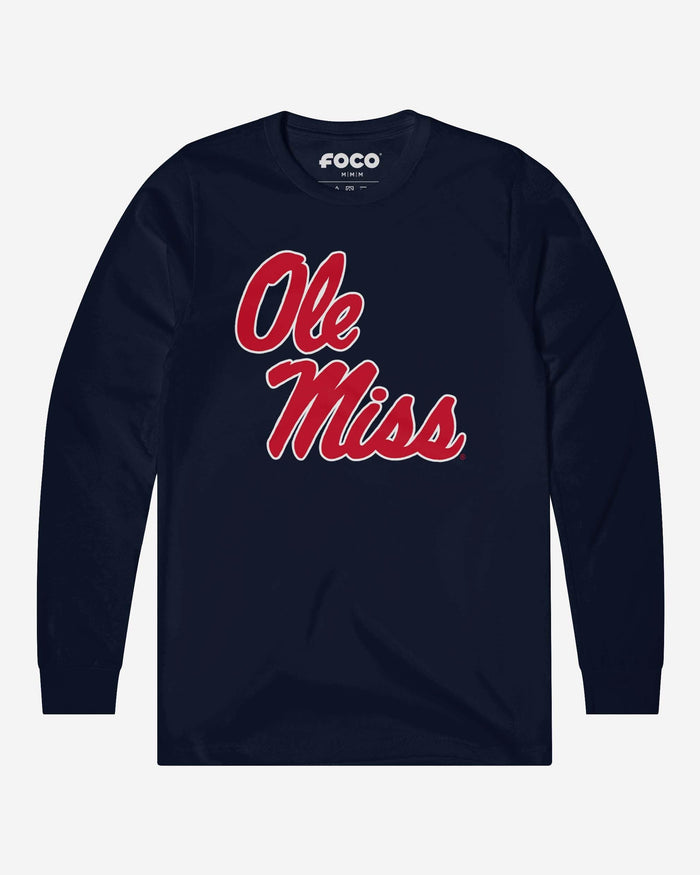 Ole Miss Rebels Primary Logo Long Sleeve T-Shirt FOCO Navy S - FOCO.com