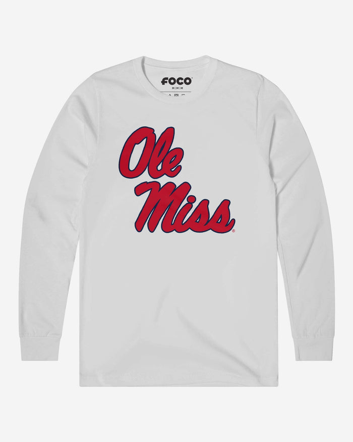 Ole Miss Rebels Primary Logo Long Sleeve T-Shirt FOCO White S - FOCO.com