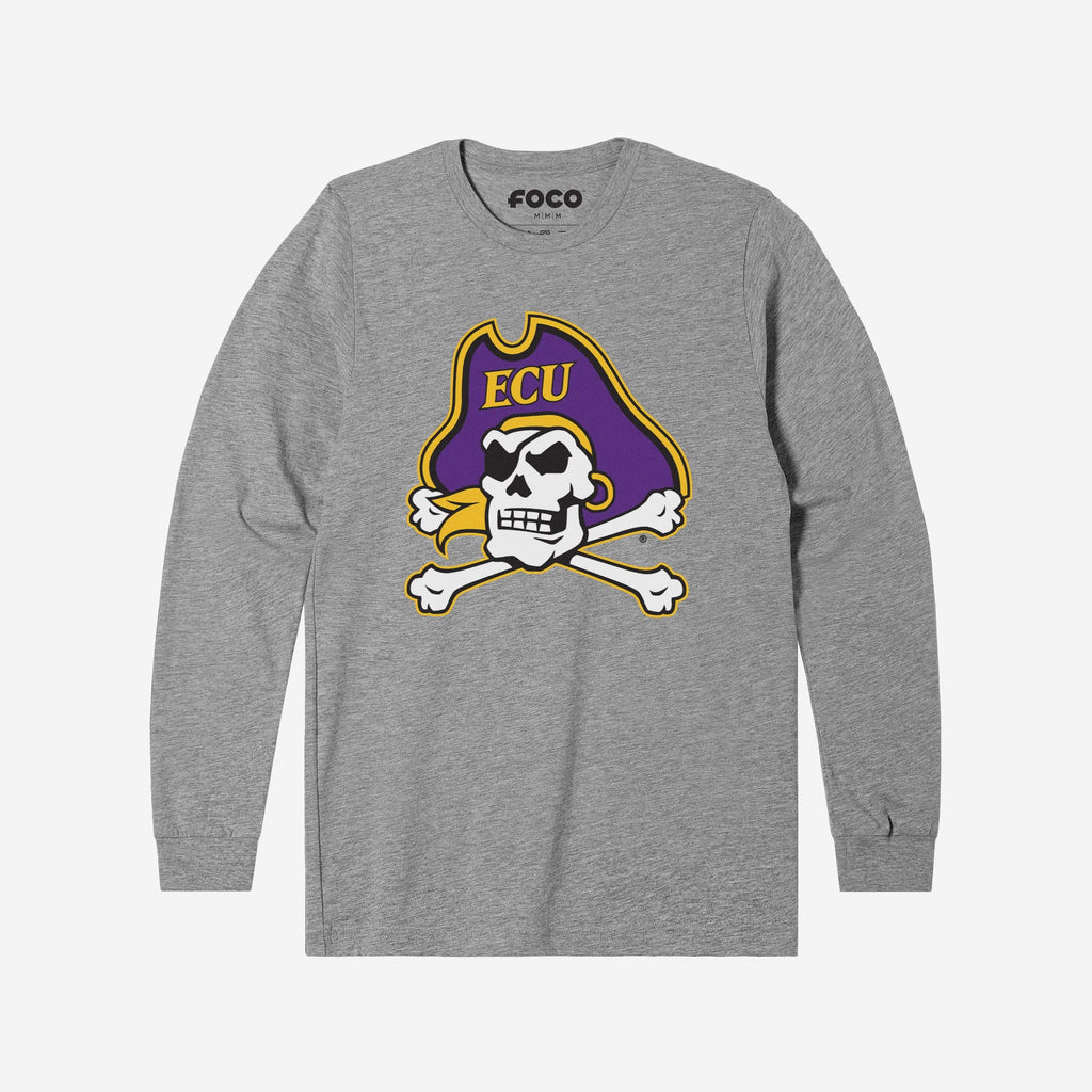 East Carolina Pirates Primary Logo Long Sleeve T-Shirt FOCO Athletic Heather S - FOCO.com