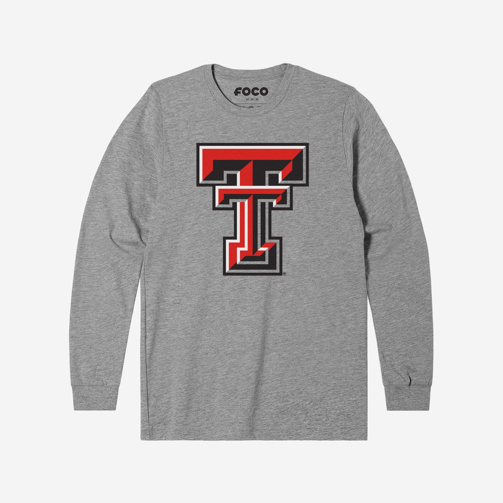 Texas Tech Red Raiders Primary Logo Long Sleeve T-Shirt FOCO Athletic Heather S - FOCO.com