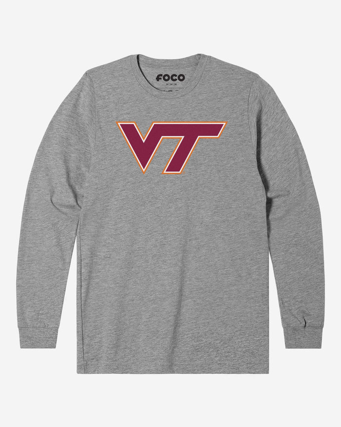 Virginia Tech Hokies Primary Logo Long Sleeve T-Shirt FOCO Athletic Heather S - FOCO.com