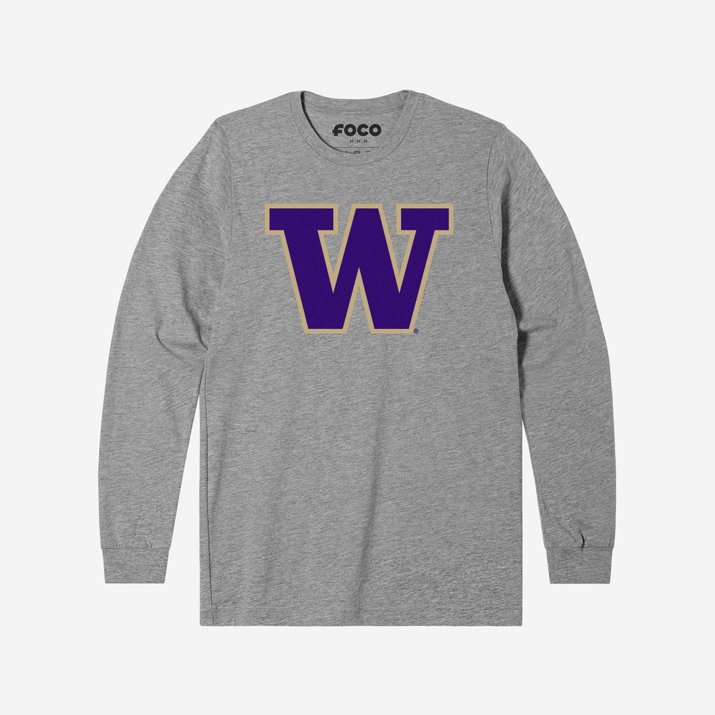 Washington Huskies Primary Logo Long Sleeve T-Shirt FOCO Athletic Heather S - FOCO.com