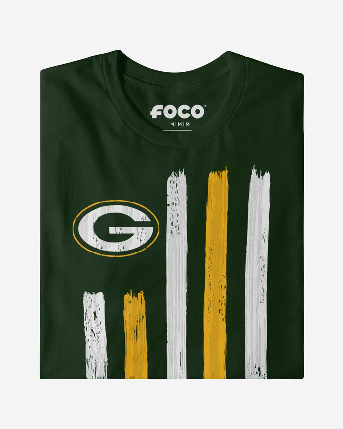 Green Bay Packers Brushstroke Flag T-Shirt FOCO - FOCO.com