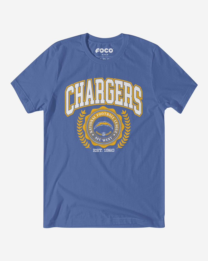 Los Angeles Chargers Team Crest T-Shirt FOCO Columbia Blue S - FOCO.com