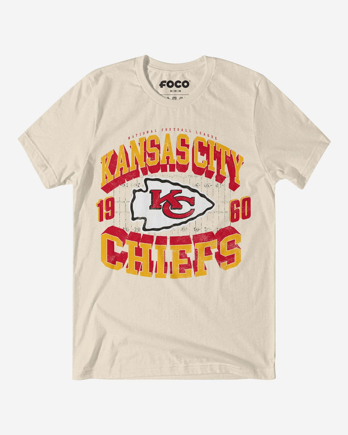 Kansas City Chiefs Field Arched Wordmark T-Shirt FOCO Natural S - FOCO.com