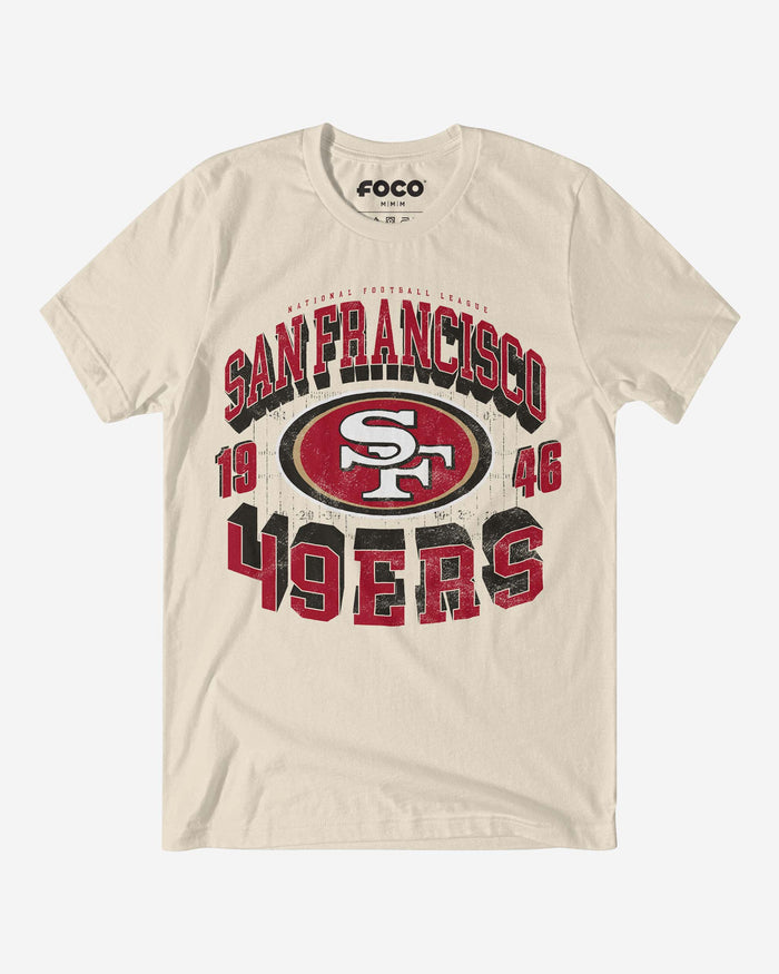 San Francisco 49ers Field Arched Wordmark T-Shirt FOCO Natural S - FOCO.com