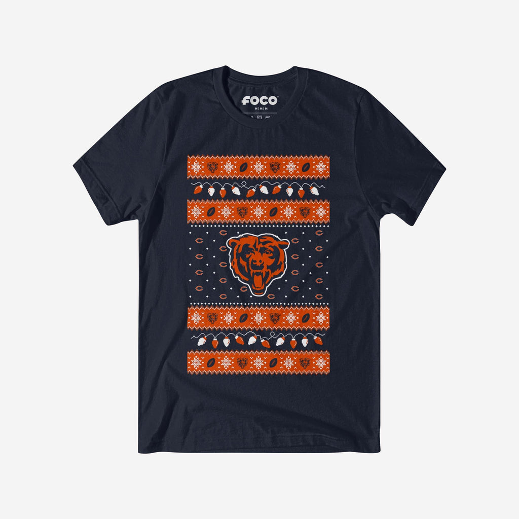 Chicago Bears Holiday Lights Sweater T-Shirt FOCO S - FOCO.com