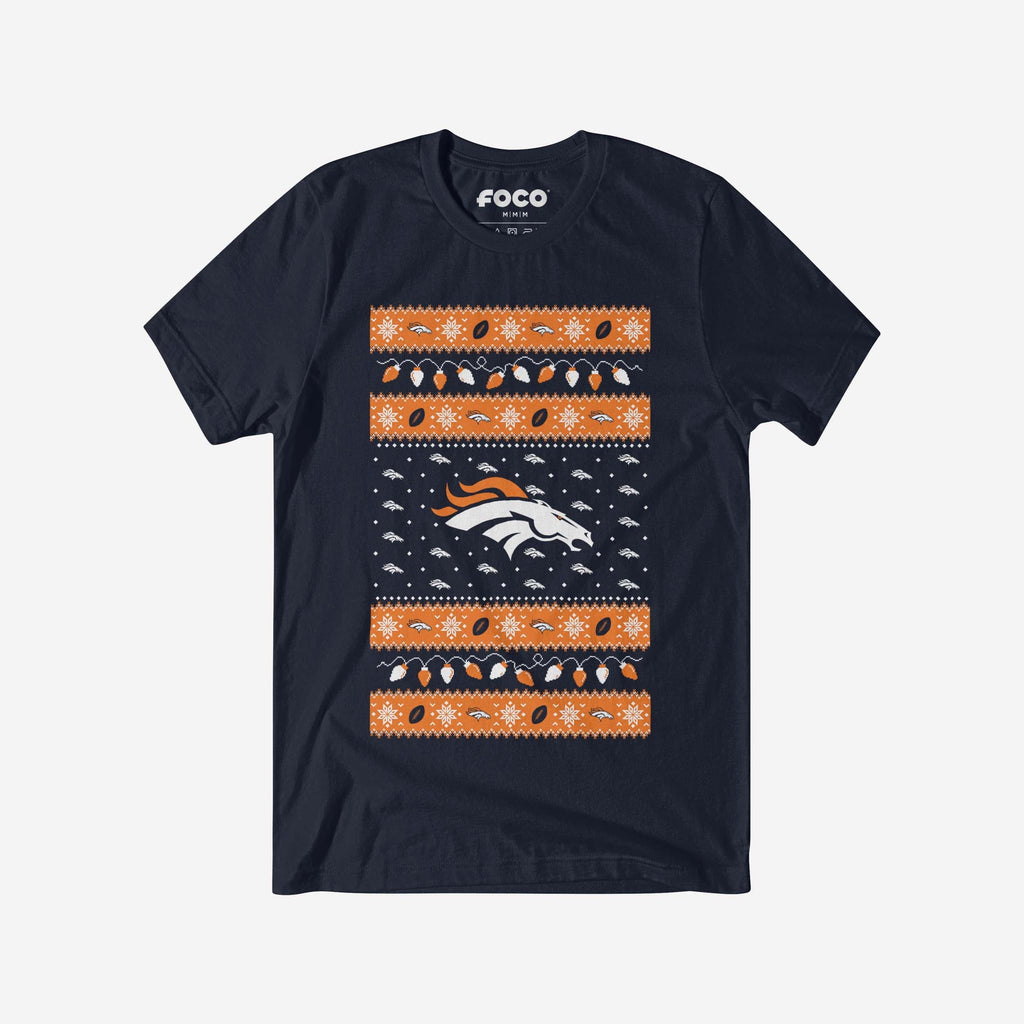 Denver Broncos Holiday Lights Sweater T-Shirt FOCO S - FOCO.com