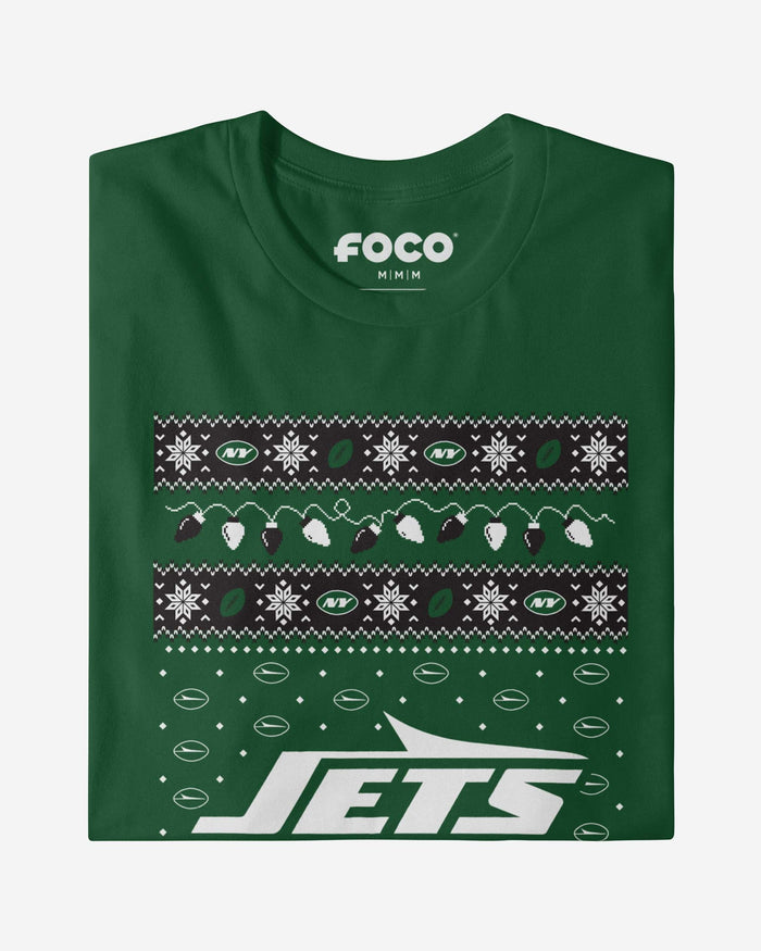 New York Jets Holiday Lights Sweater T-Shirt FOCO - FOCO.com