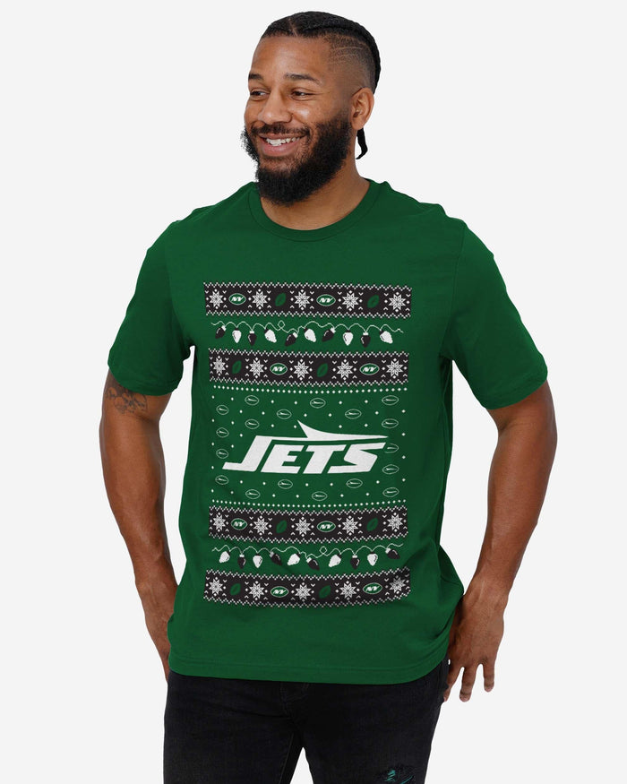 New York Jets Holiday Lights Sweater T-Shirt FOCO - FOCO.com