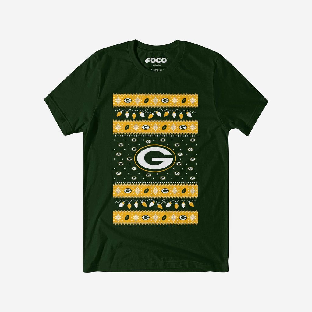 Green Bay Packers Holiday Lights Sweater T-Shirt FOCO S - FOCO.com