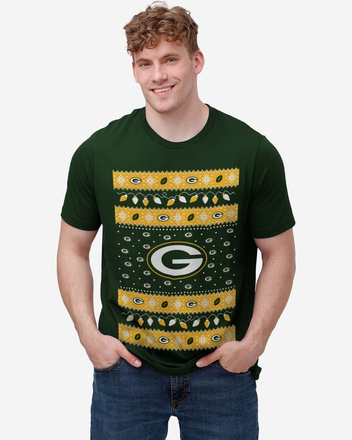 Green Bay Packers Holiday Lights Sweater T-Shirt FOCO - FOCO.com