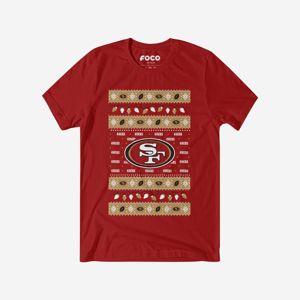 San Francisco 49ers Holiday Lights Sweater T-Shirt FOCO S - FOCO.com